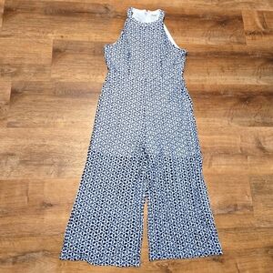 Miami Blue and White Patterned Jumpsuit